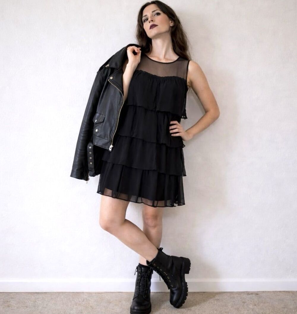 Silk Tier Ruffle Shift Dress M Illusion Sweetheart Cocktail Short Above Knee LBD
